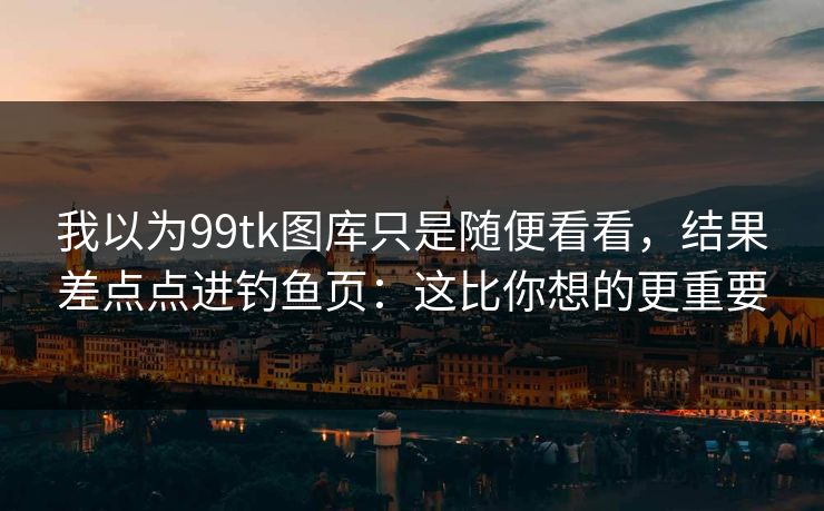 我以为99tk图库只是随便看看，结果差点点进钓鱼页：这比你想的更重要
