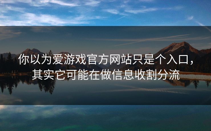 你以为爱游戏官方网站只是个入口，其实它可能在做信息收割分流