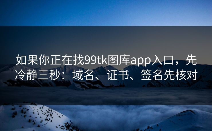 如果你正在找99tk图库app入口,先冷静三秒:域名、证书、签名先核对 如果你正在找99tk图库app入口,先冷静三秒:域名、证书、签名先核对